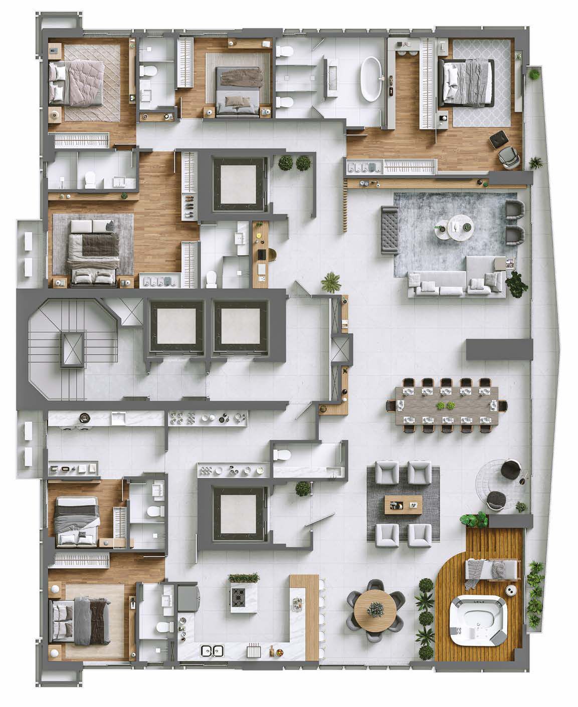 Planta 01 - 6 dorm 410m² - penthouse