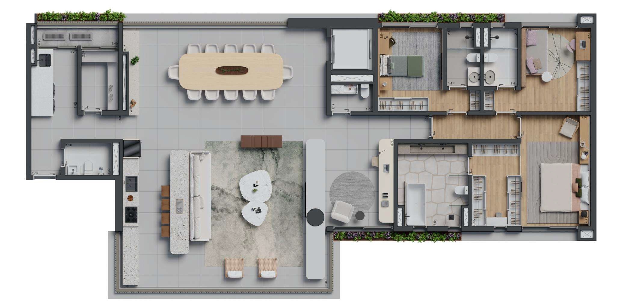Planta 05 - 3 dorm 248m² - opção