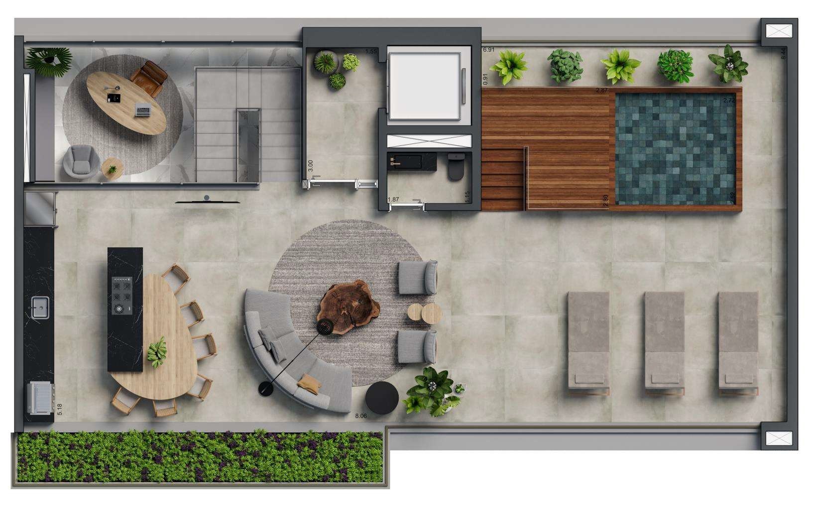 Planta 07 - 3 dorm 360m² - cobertura duplex - superior