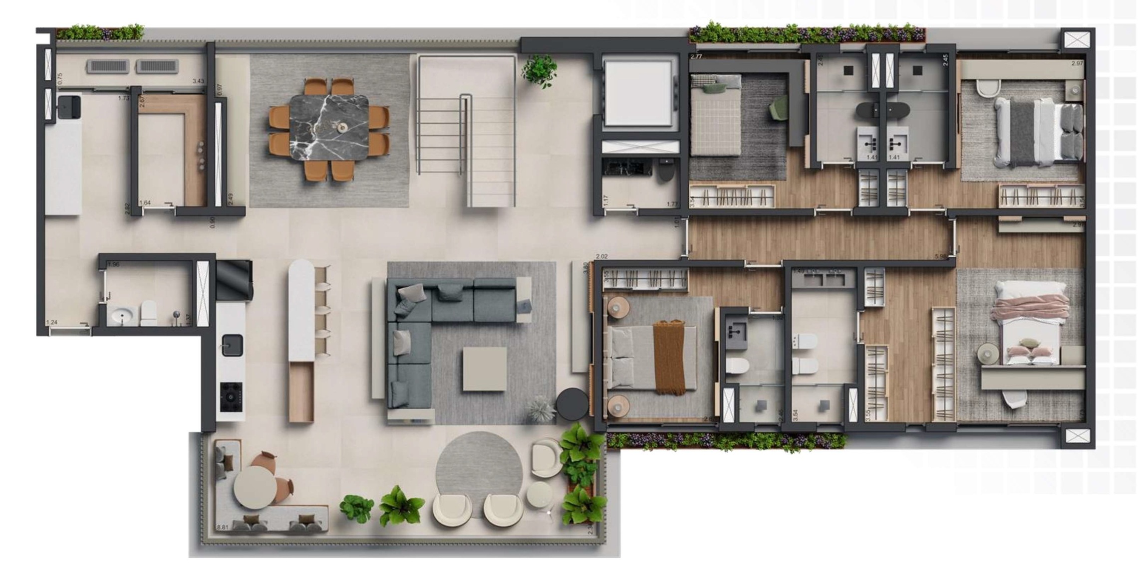 Planta 09 - 4 dorm 426m² - cobertura duplex - inferior