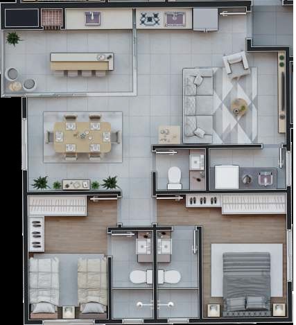 Planta 01 - 2 dorm 73 08m²