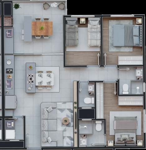 Planta 03 - 3 dorm 83 93m²