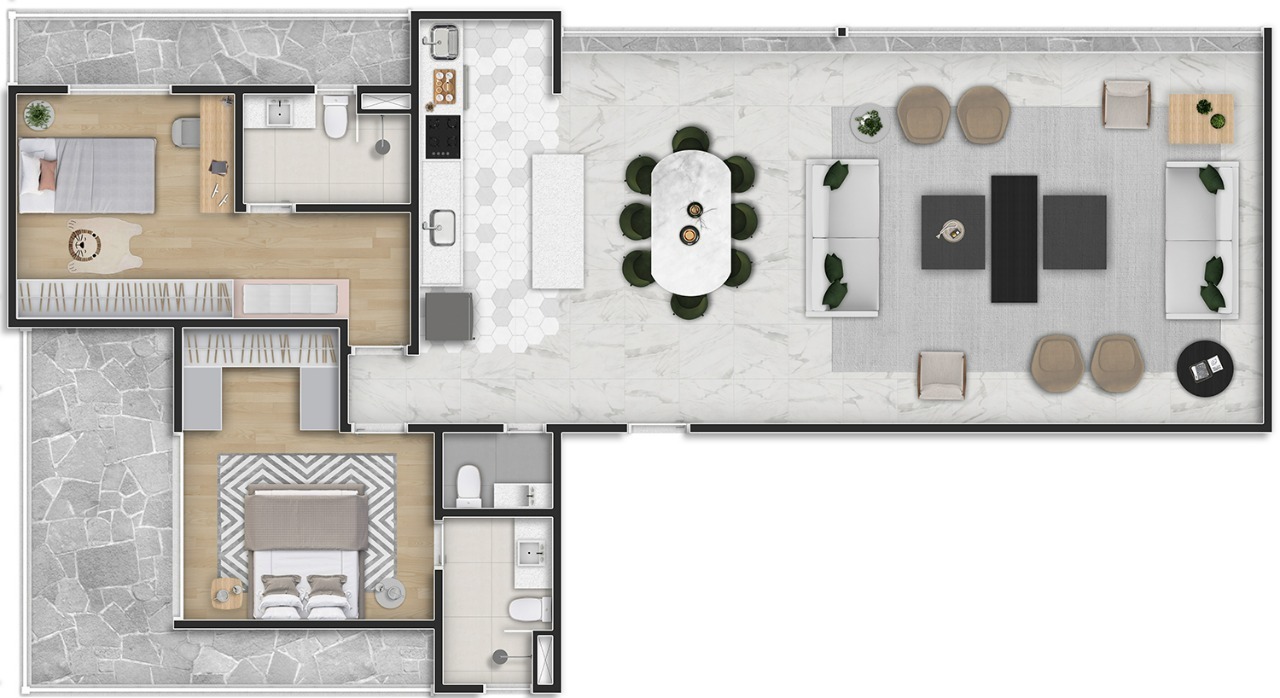 Planta 03 - 2 dorm 142 17m² - cobertura horizontal