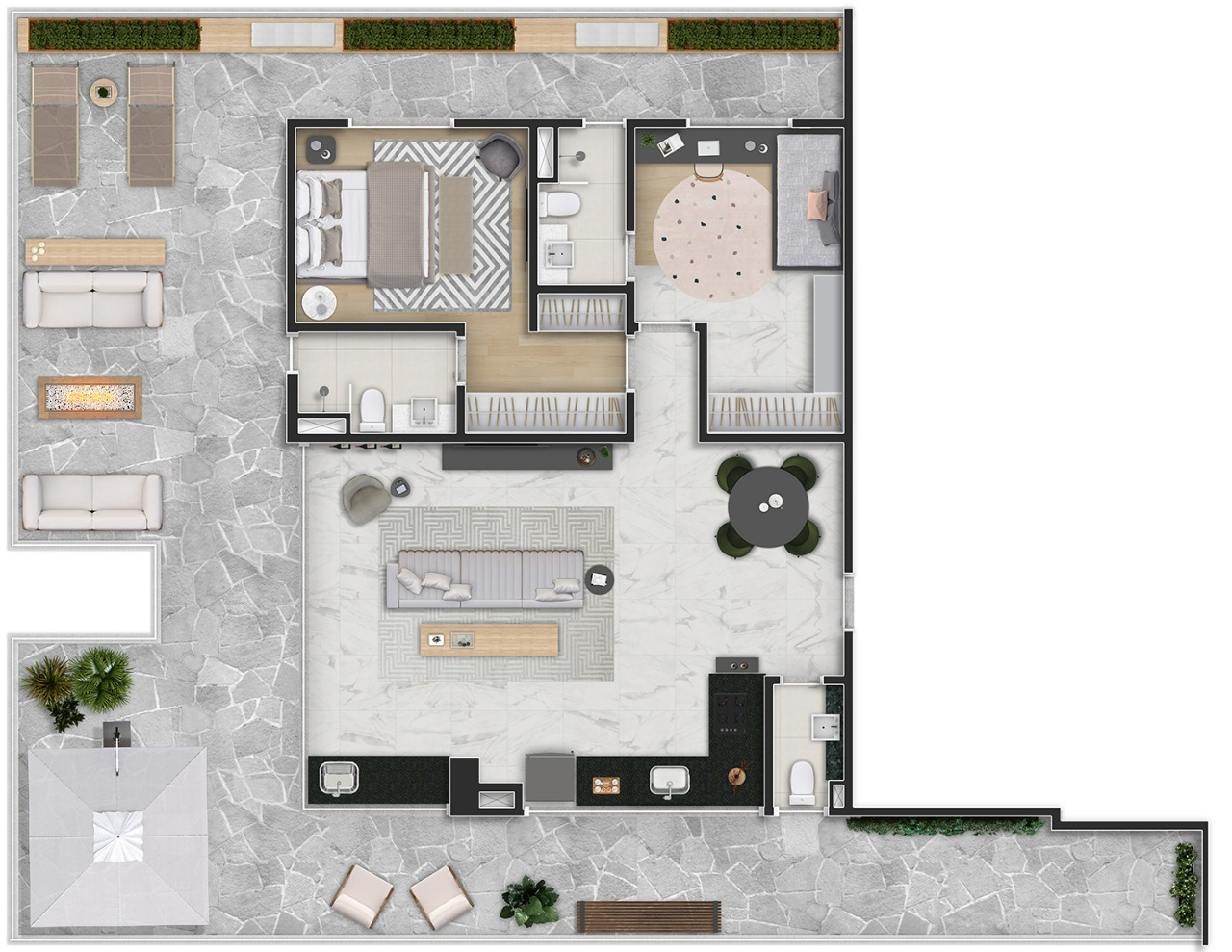Planta 04 - 2 dorm 165 02m² - garden