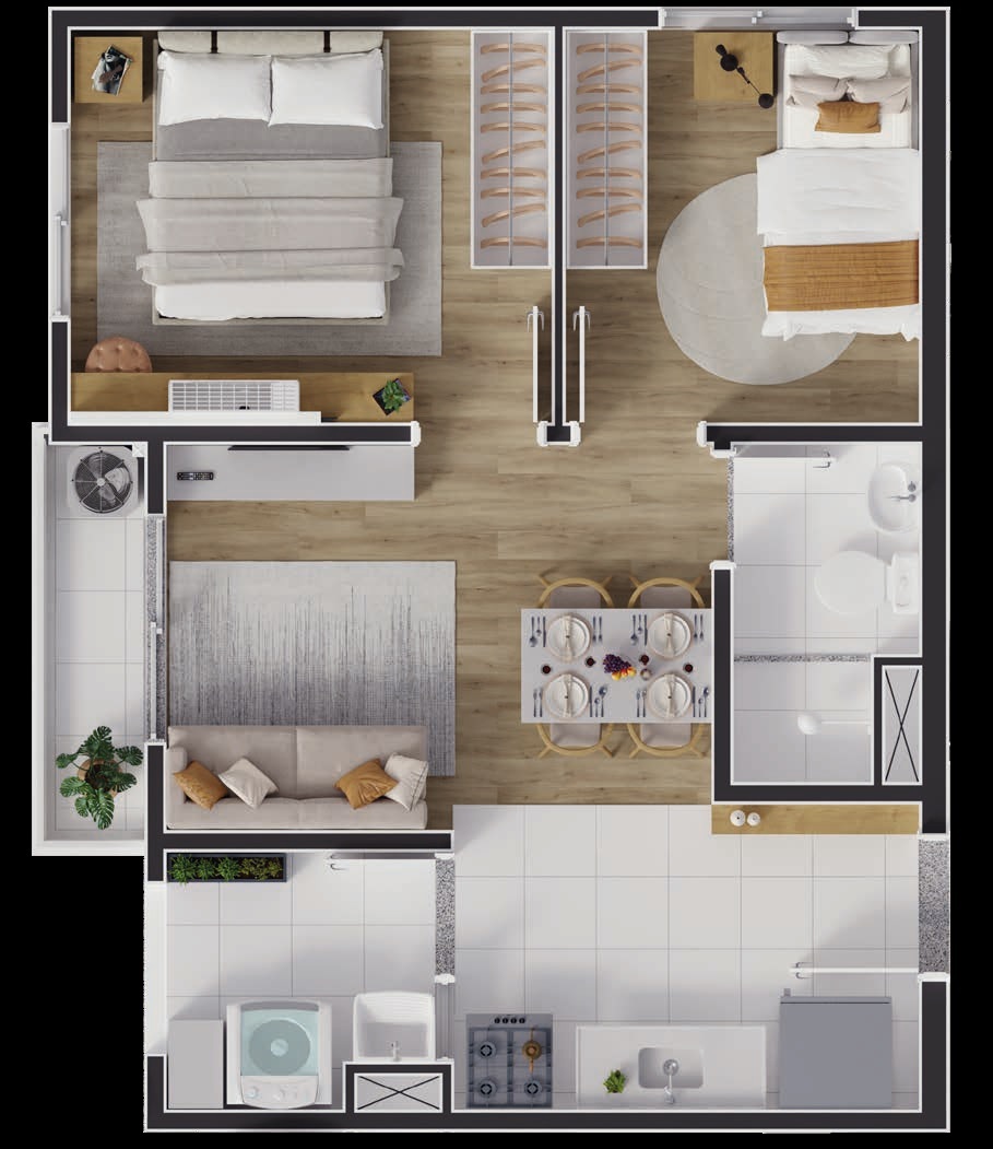 Planta 02 - 2 dorm 38 11m²
