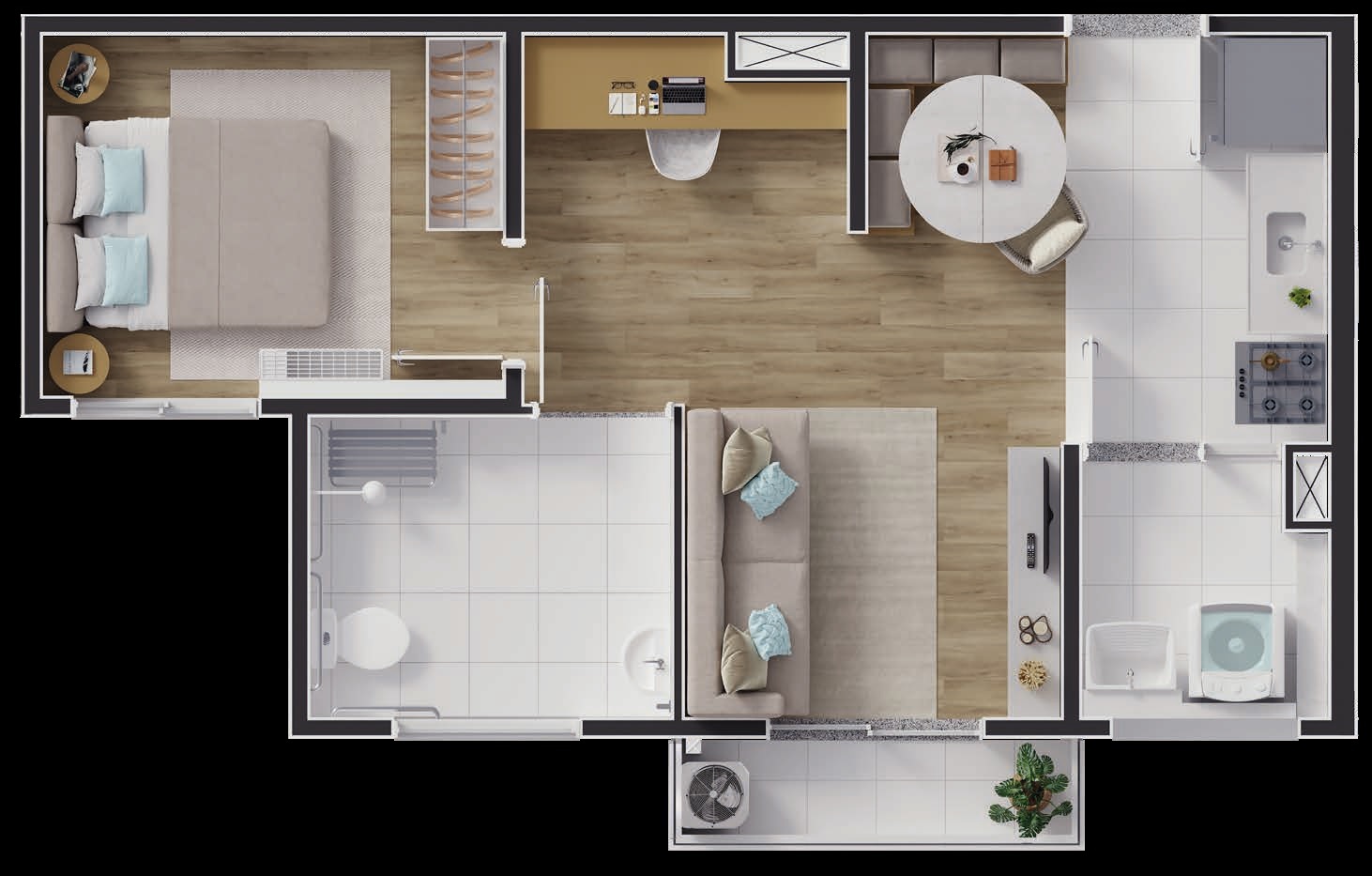 Planta 04 - 1 dorm 40 23m²