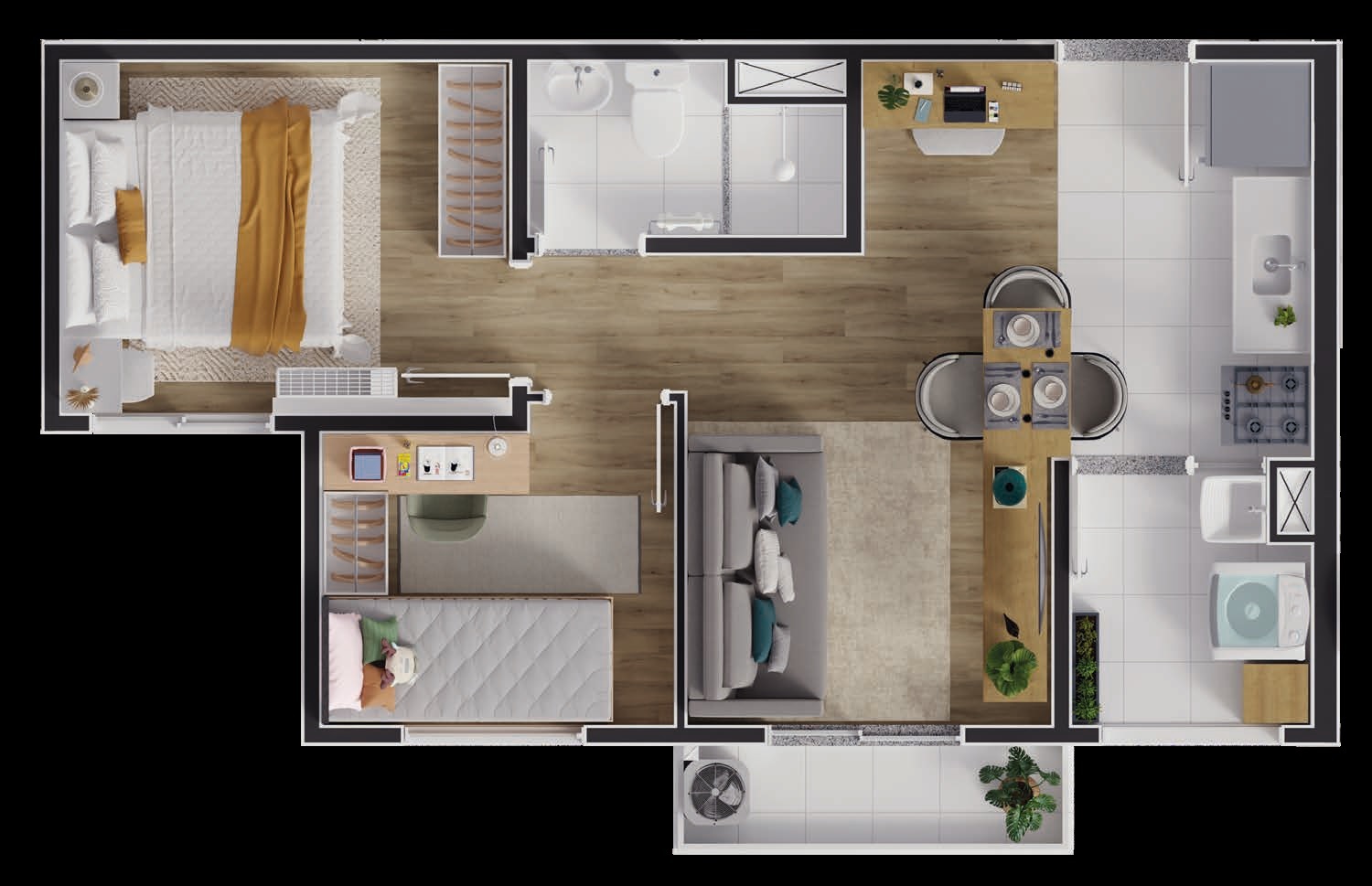 Planta 05 - 2 dorm 40 23m²