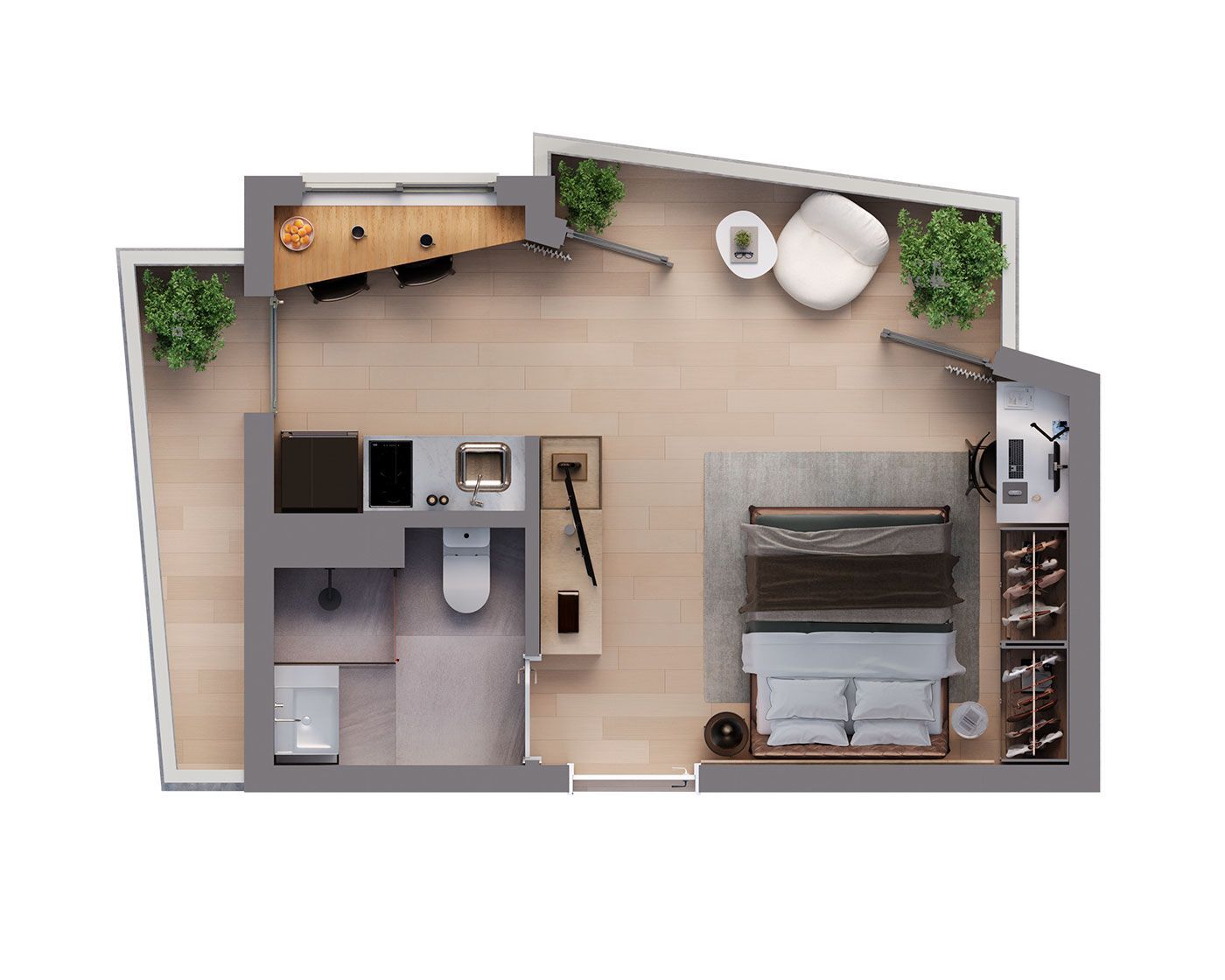 Planta 01 - 1 dorm 34m² - studio