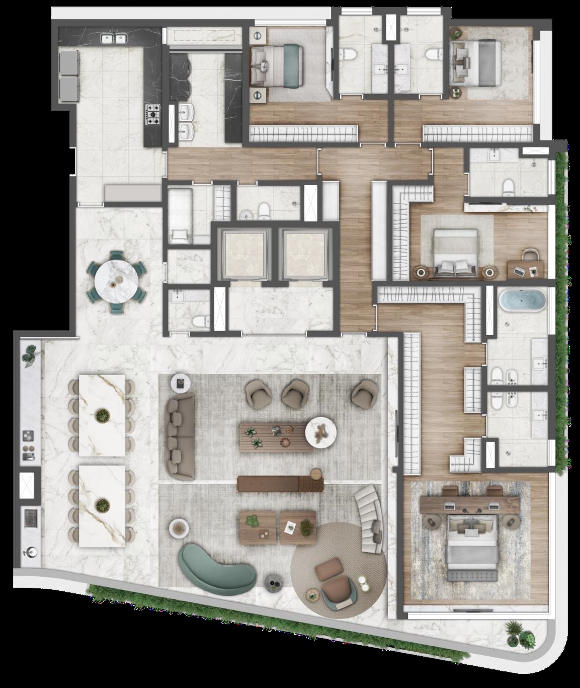 Planta 01 - 4 dorm 360m²