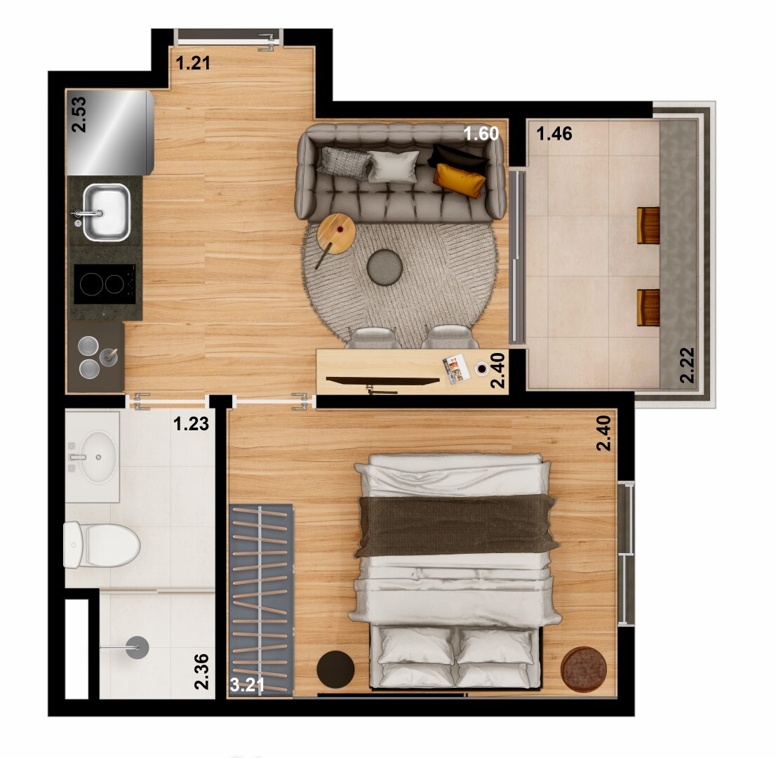 Planta 06 - 1 dorm 27 28m²