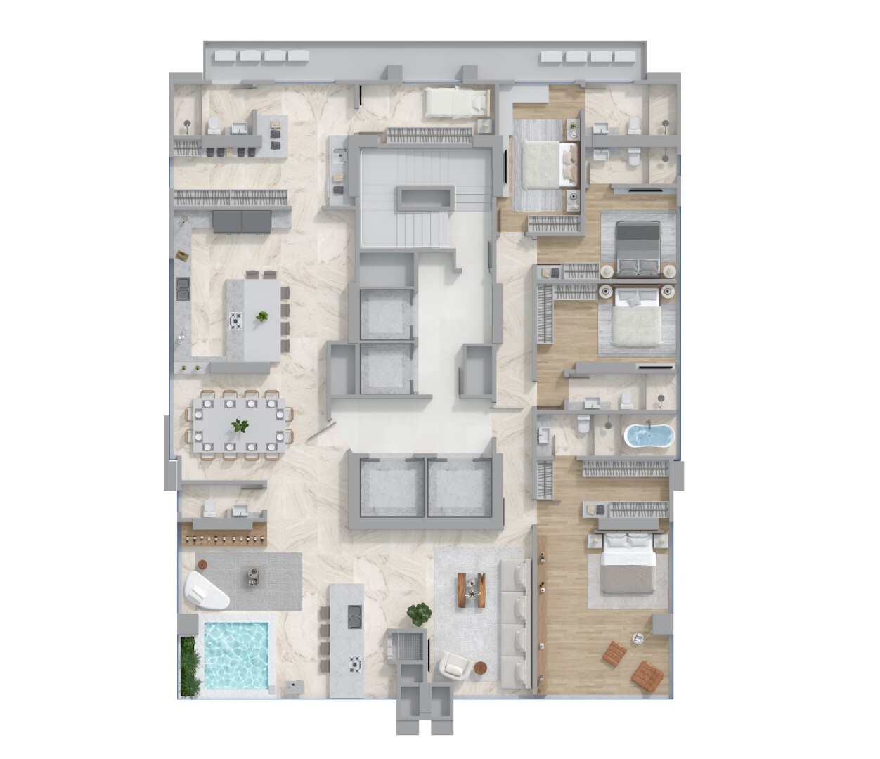 Planta 03 - 4 dorm 288 30m² - penthouse
