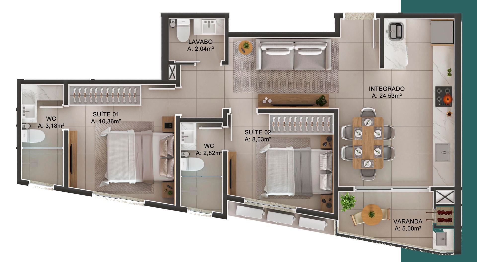 Planta 06 - 2 dorm 64 95m²