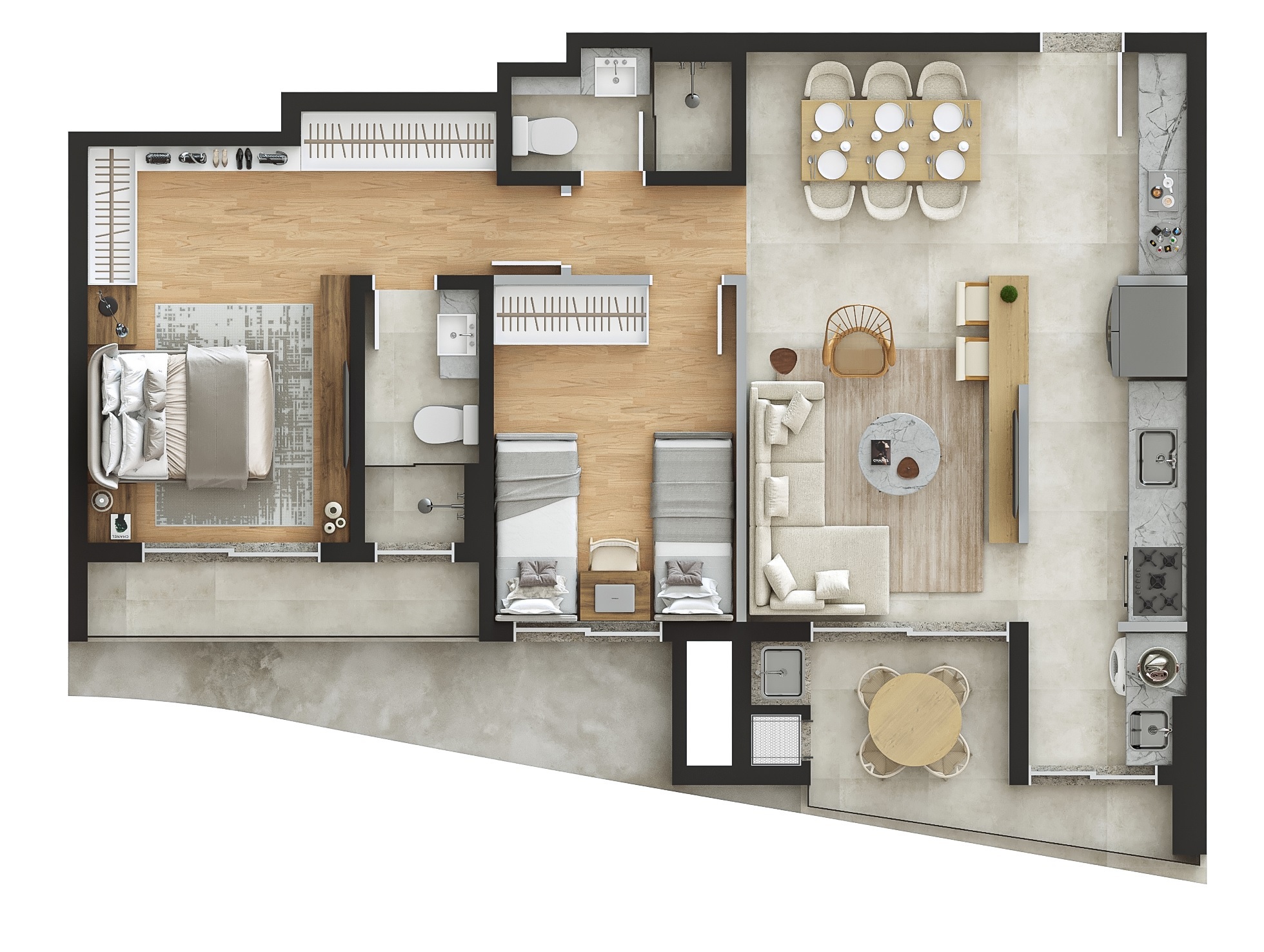 Planta 03 - 2 dorm 75m²