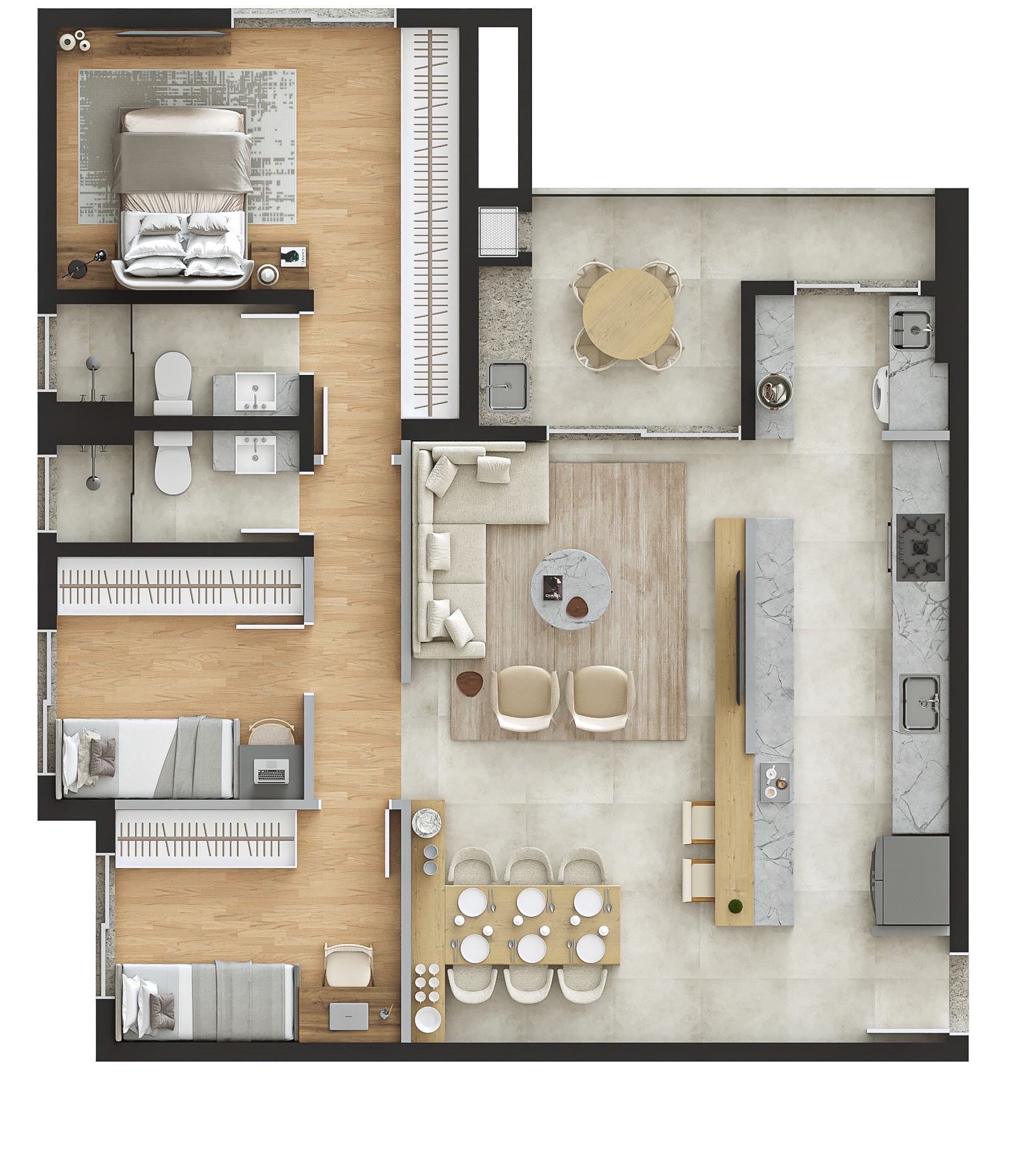 Planta 05 - 3 dorm 93m²