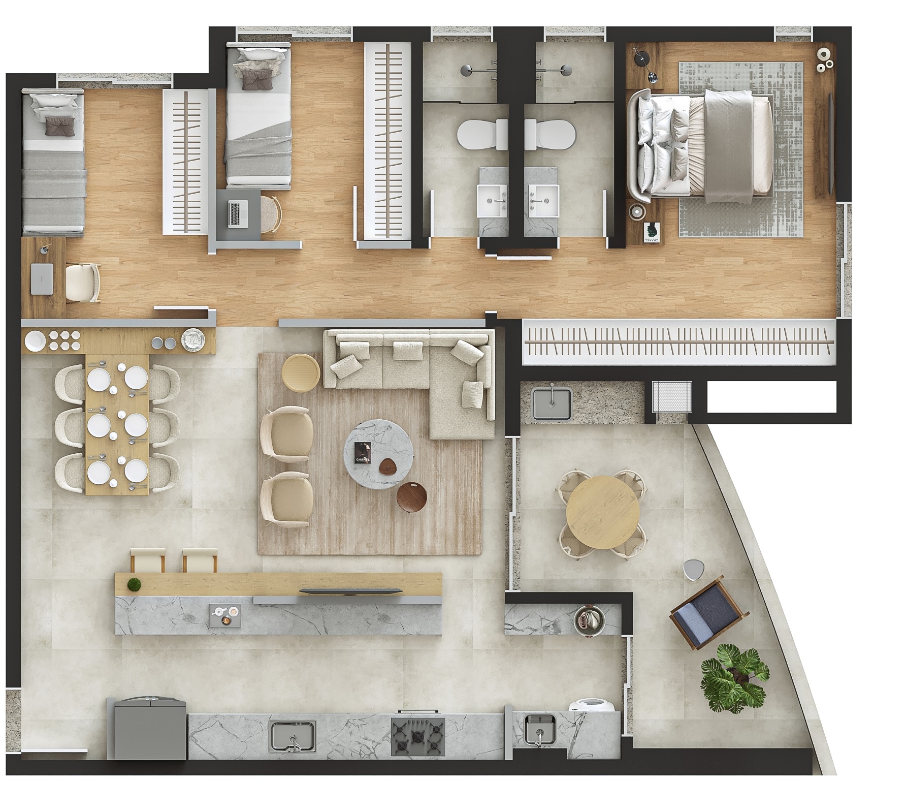 Planta 07 - 3 dorm 96m²