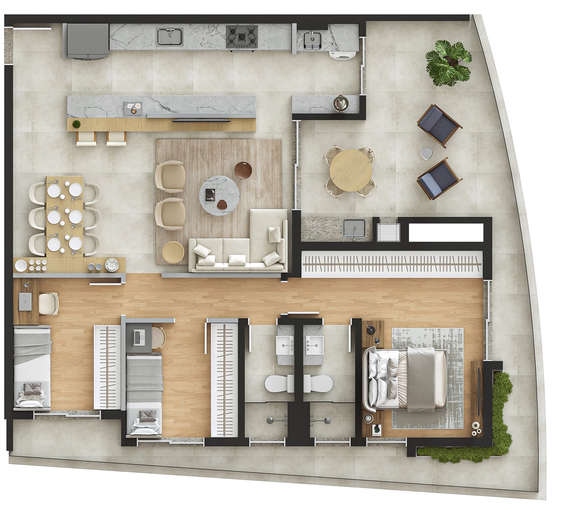 Planta 09 - 3 dorm 112m²