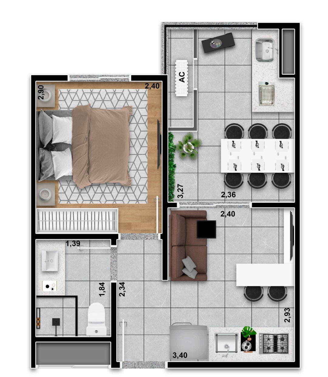 Planta 04 - 1 dorm 31 11m²