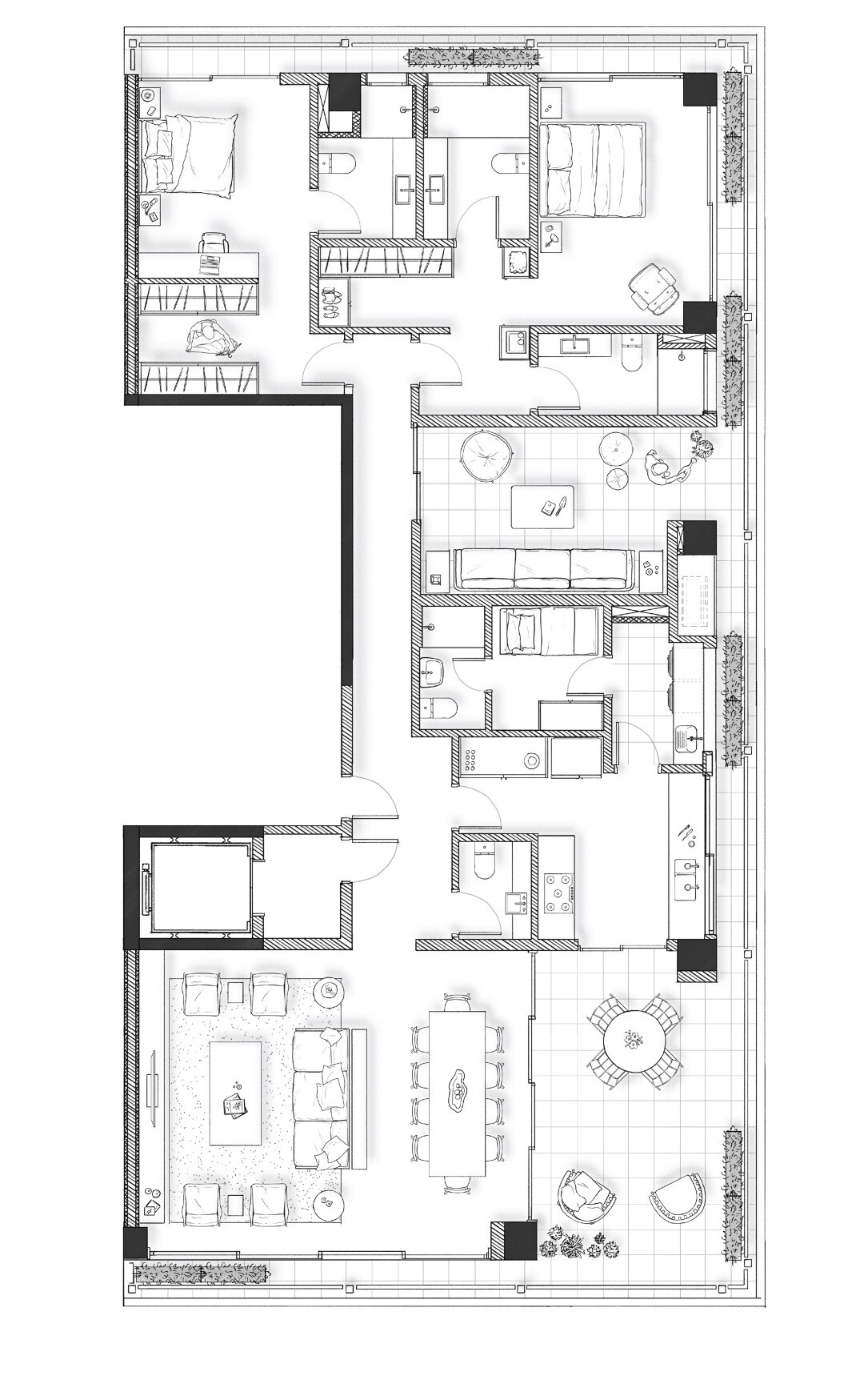 Planta 01 - 2 dorm 250m²