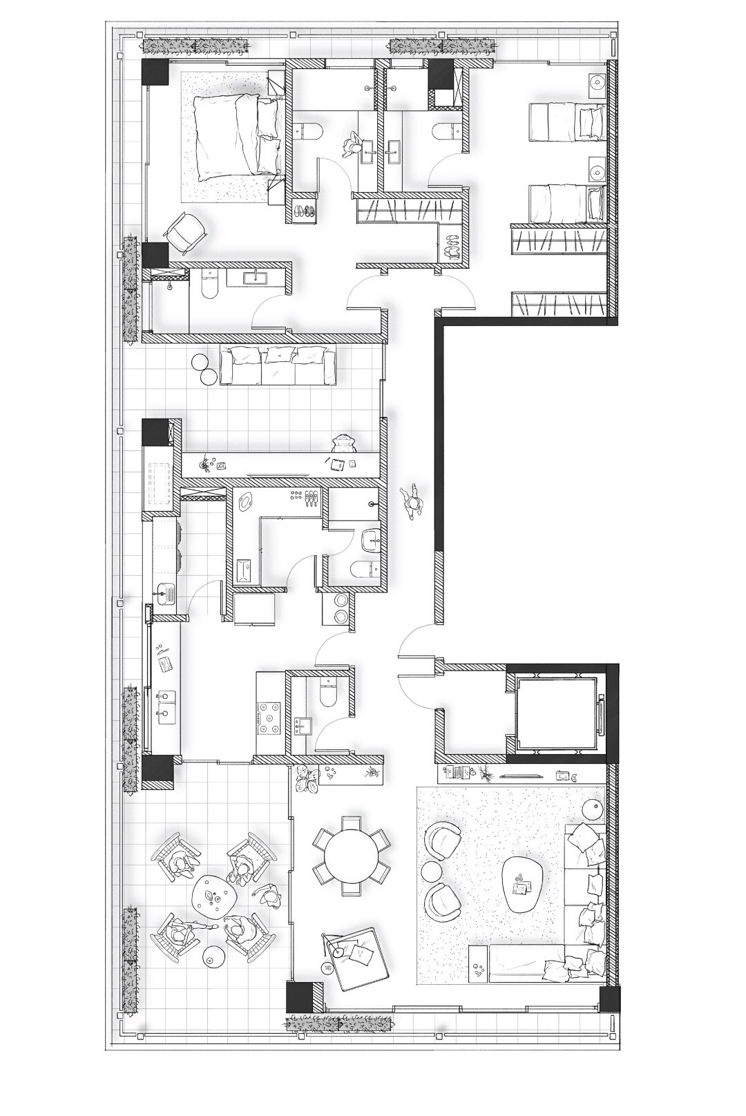 Planta 02 - 2 dorm 250m²