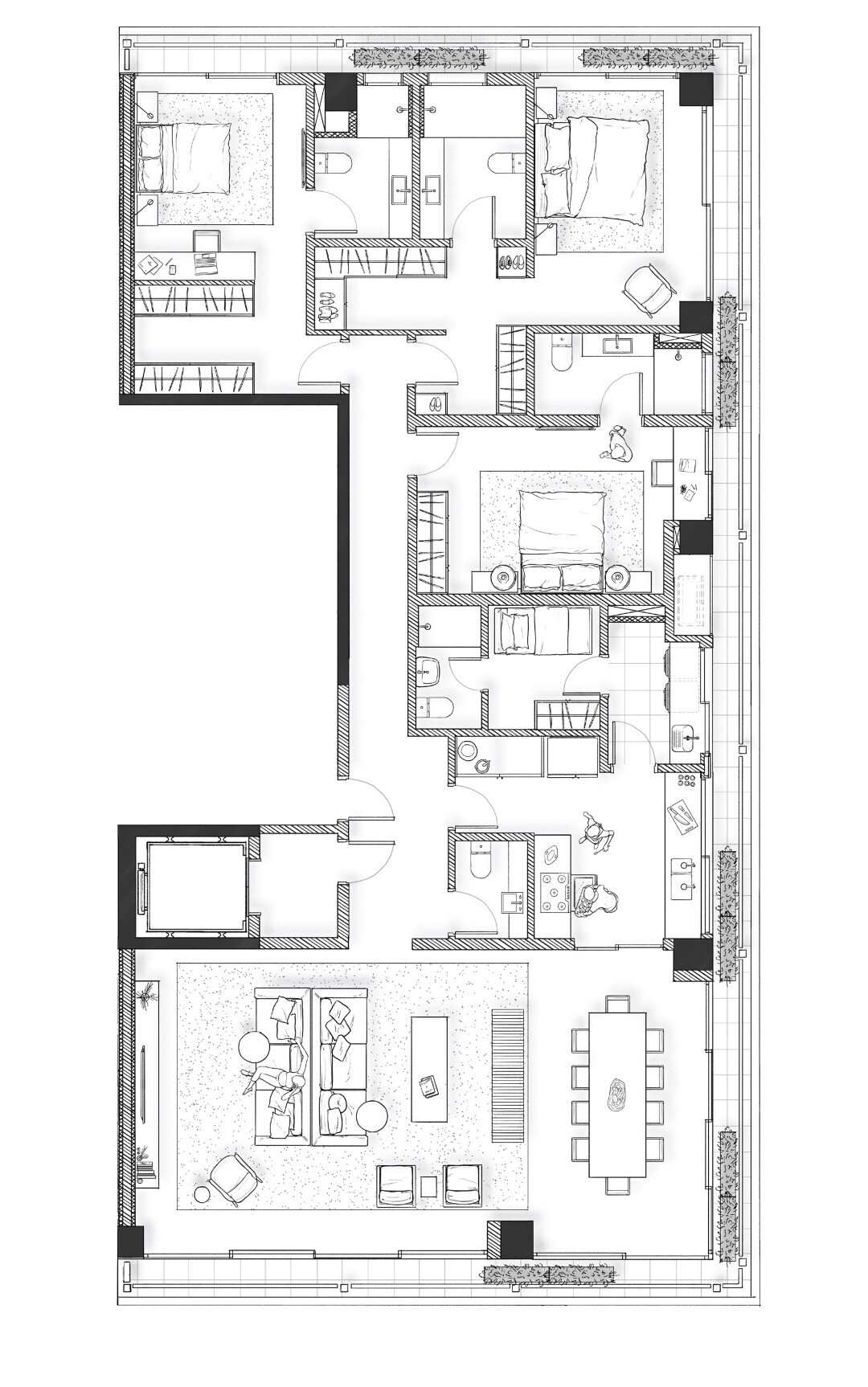 Planta 03 - 3 dorm 250m² - opção