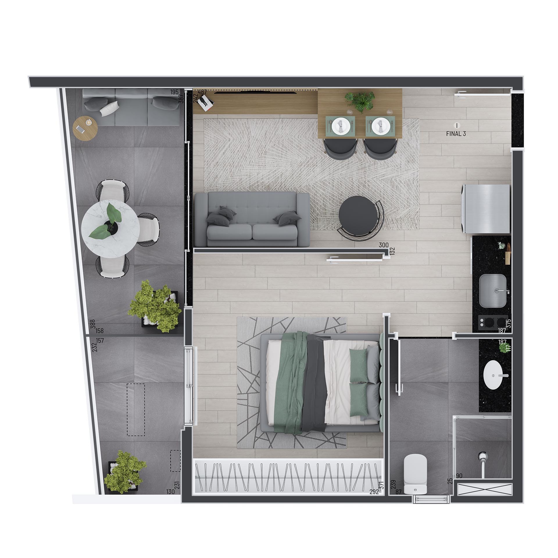 Planta 06 - 1 dorm 44 32m²