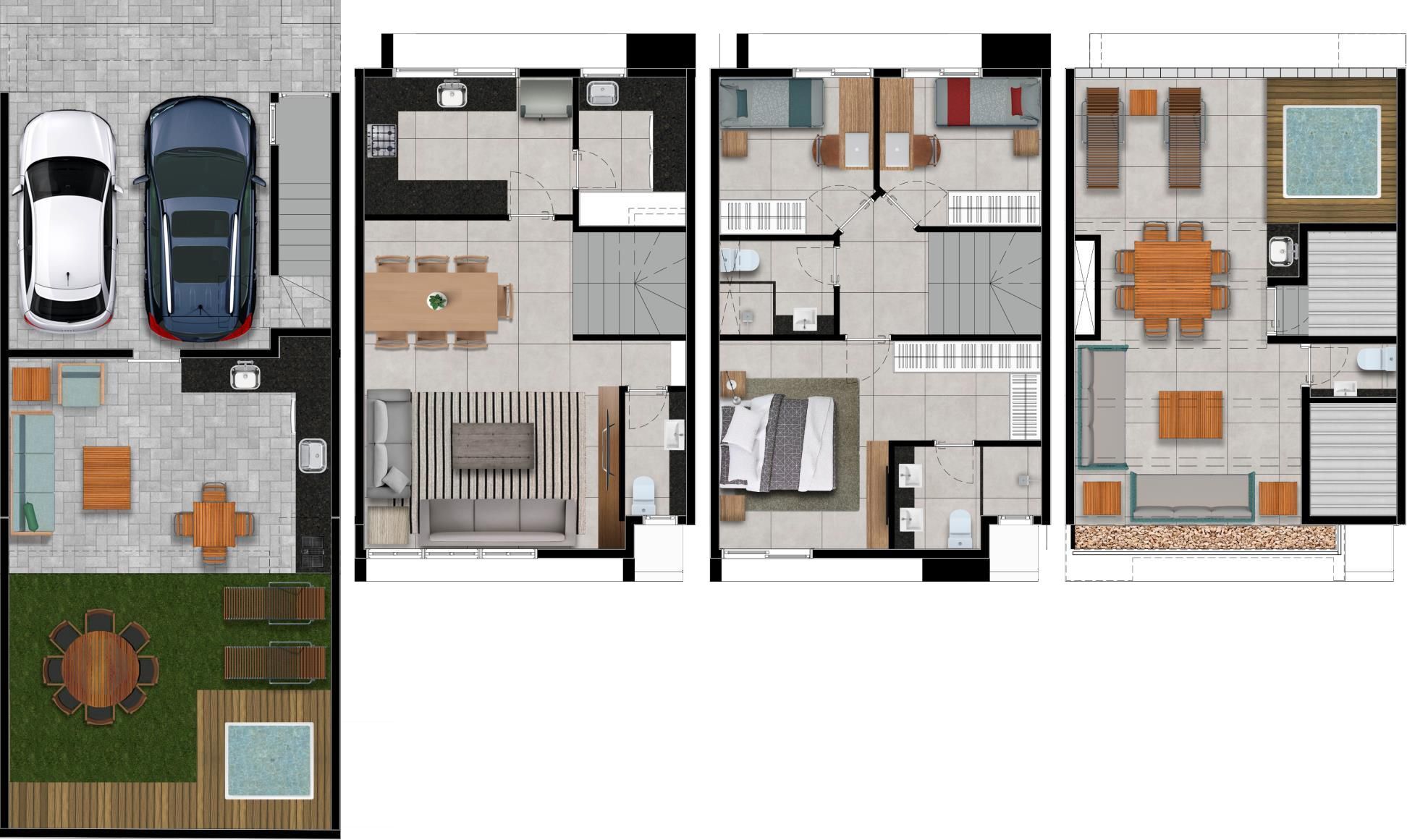 Planta 01 - 3 dorm 225 93m²