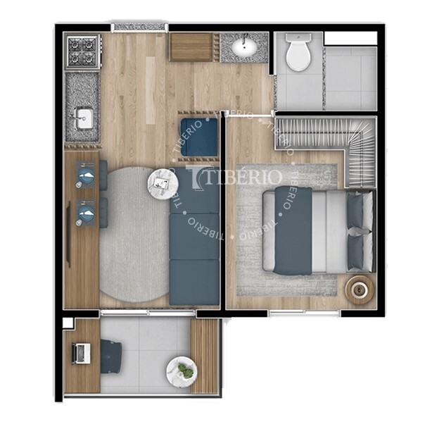 Planta 01 - 1 dorm 30m²