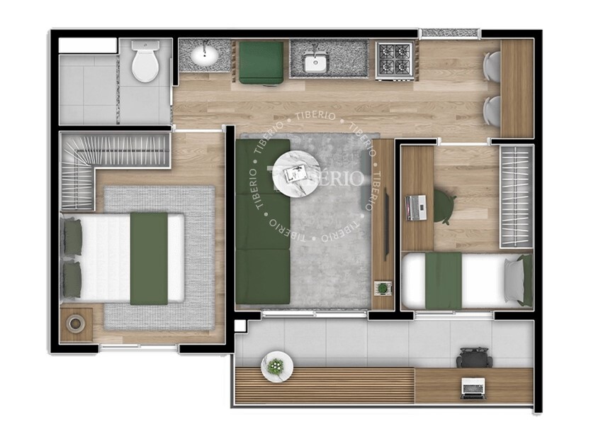 Planta 03 - 2 dorm 39 85m²