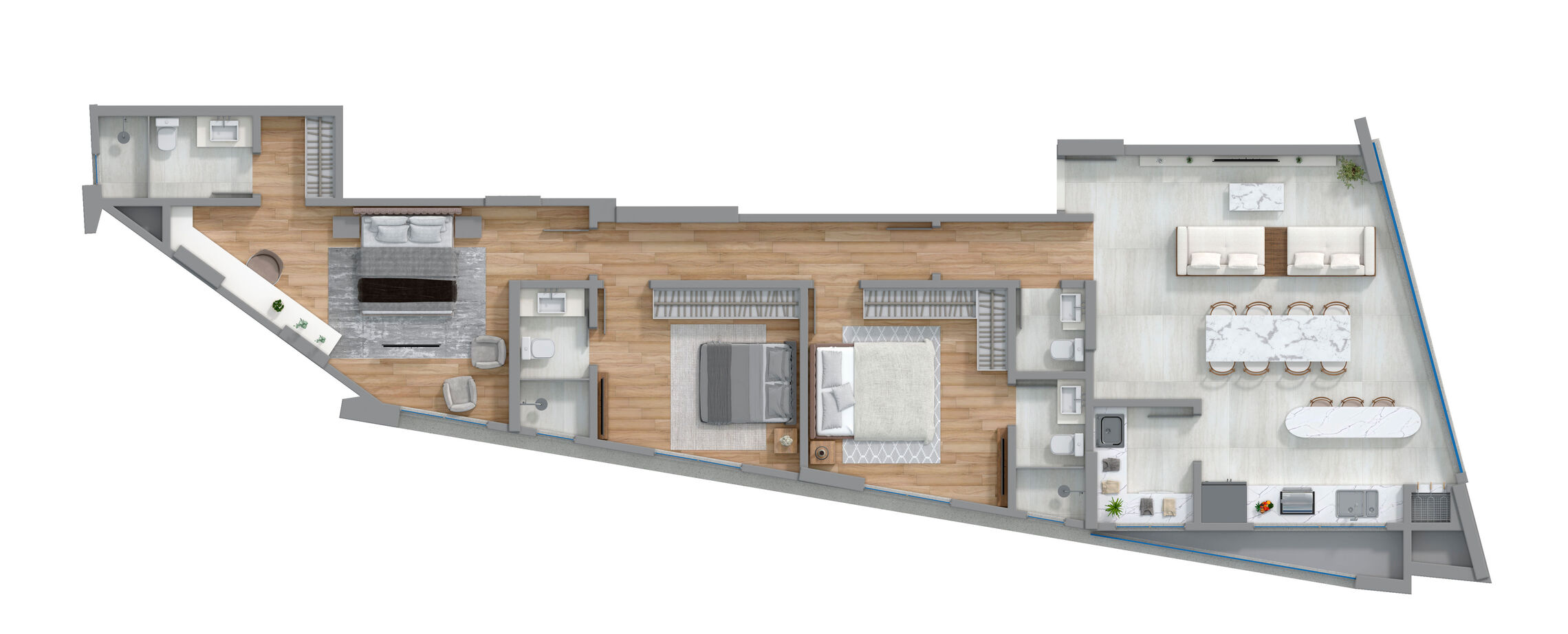 Planta 02 - 3 dorm 123,56m²