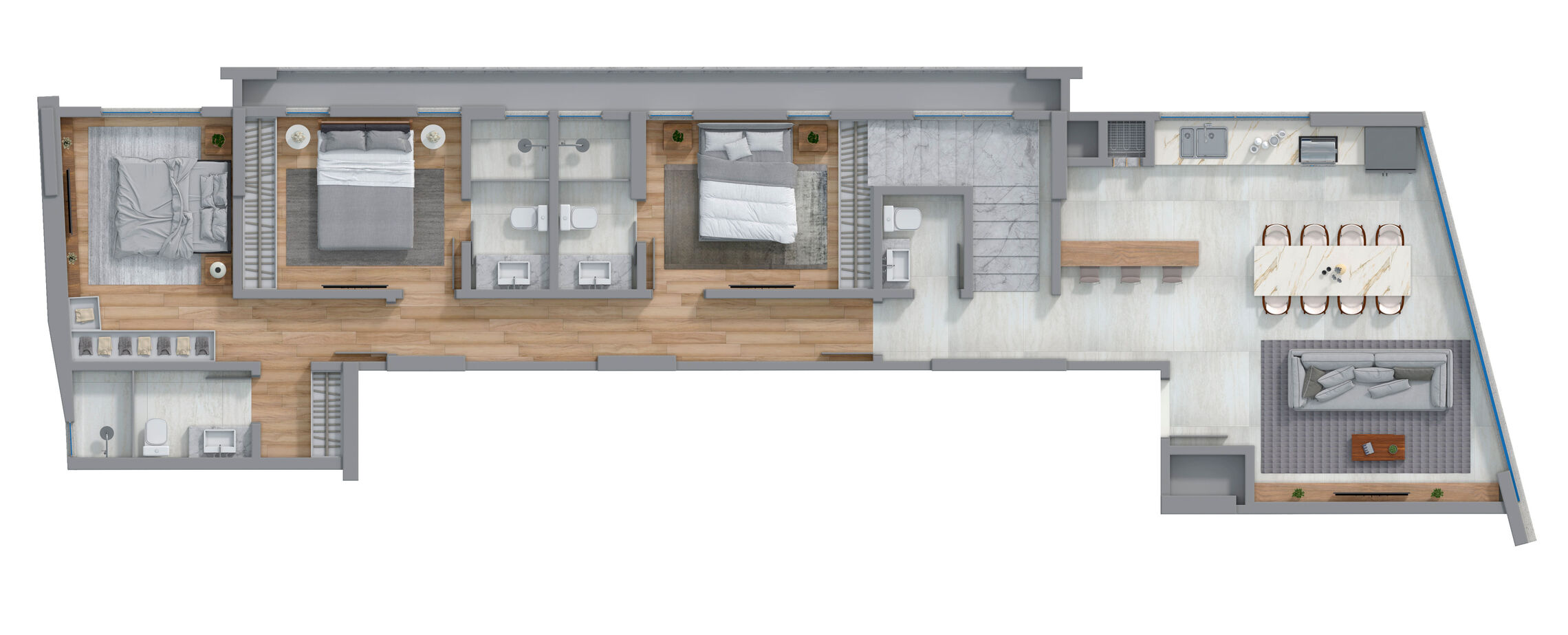 Planta 03 - 3 dorm 179m² - cobertura duplex - inferior