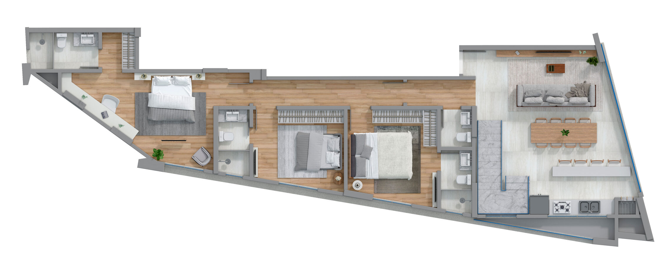 Planta 05 - 3 dorm 189m² - cobertura duplex - inferior