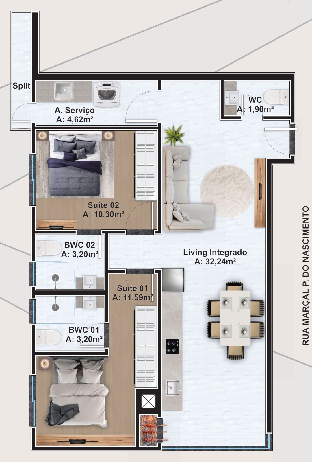 Planta 02 - 2 dorm 81,55m²