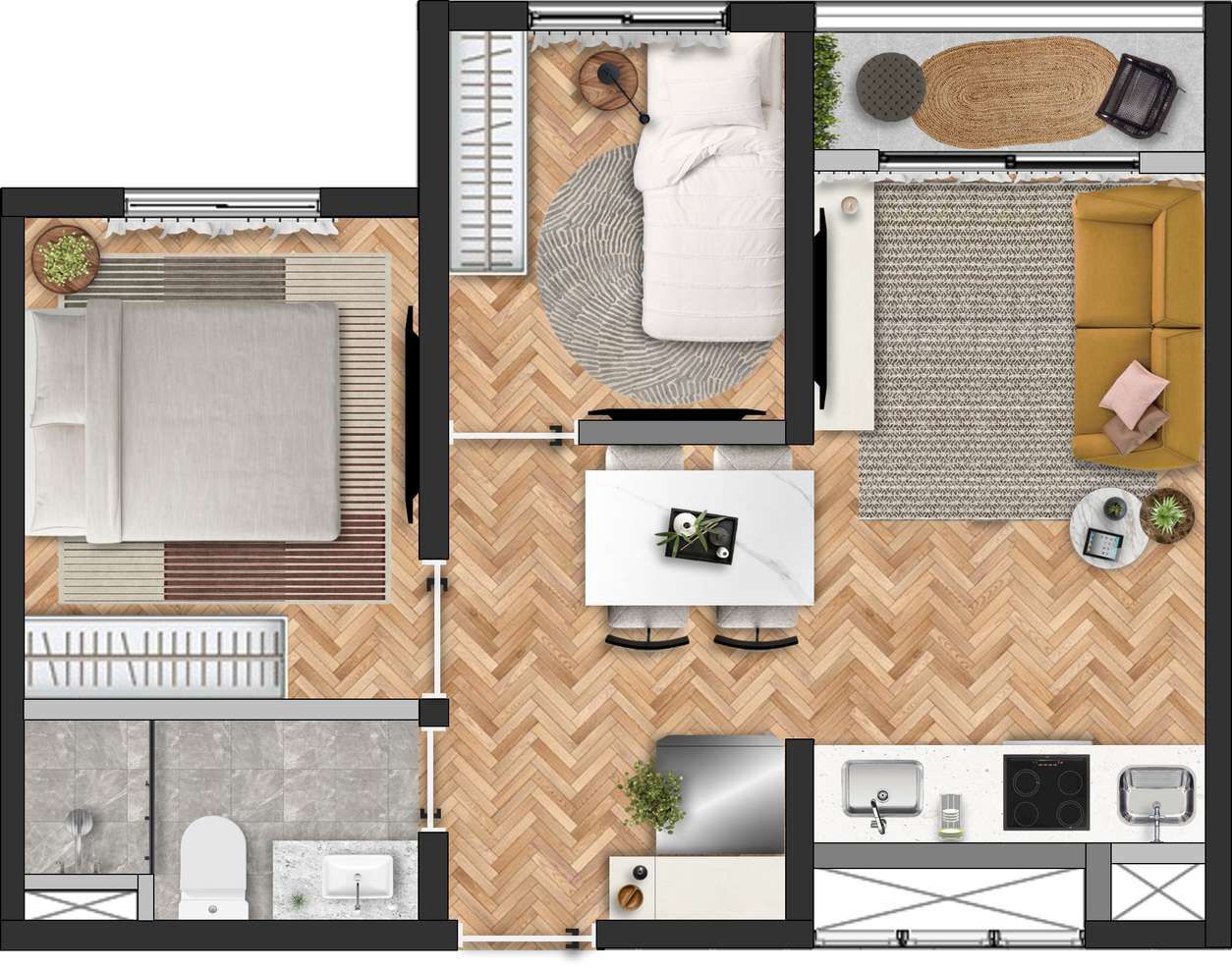 Planta 04 - 2 dorm 38,50m²