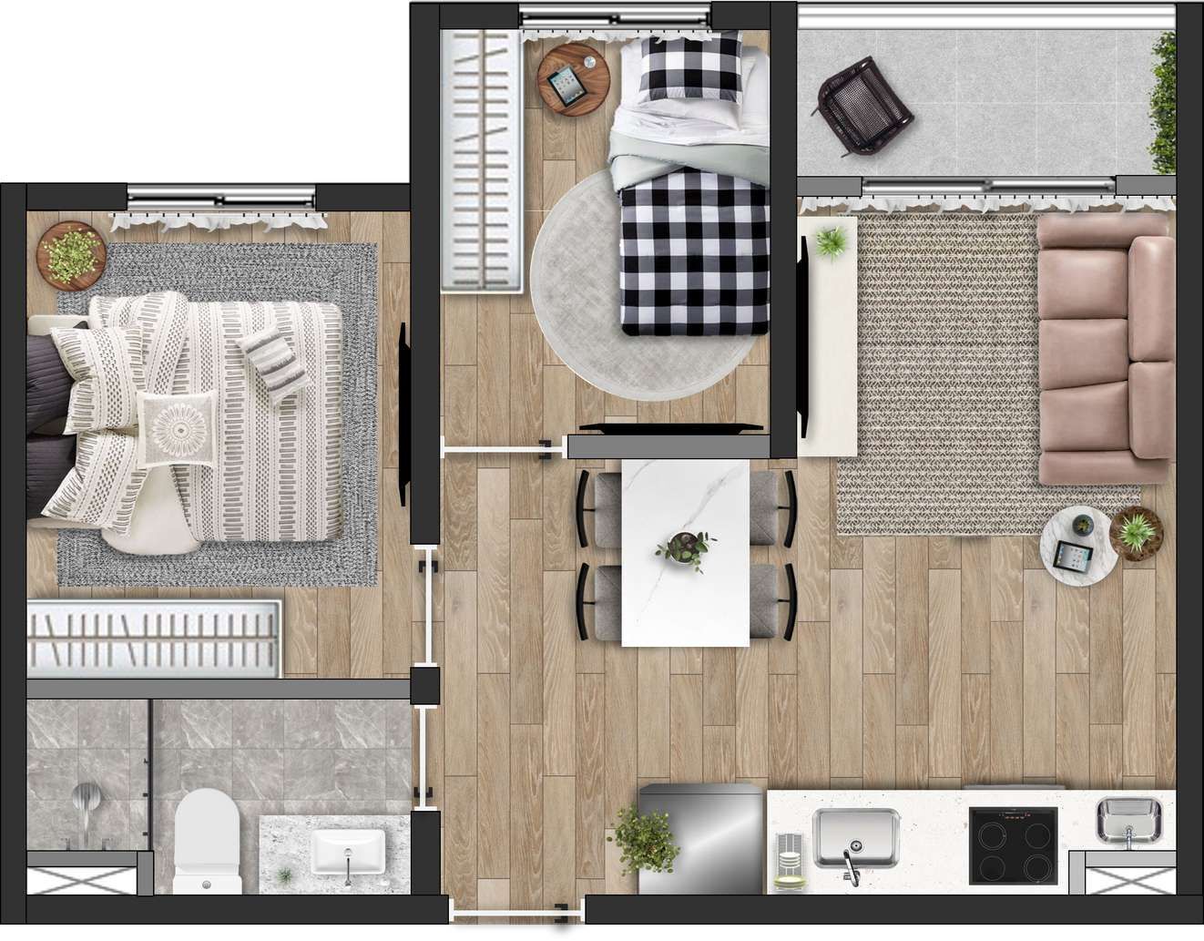 Planta 05 - 2 dorm 39,85m²