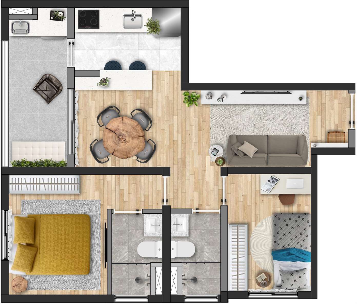 Planta 08 - 2 dorm 49,90m²