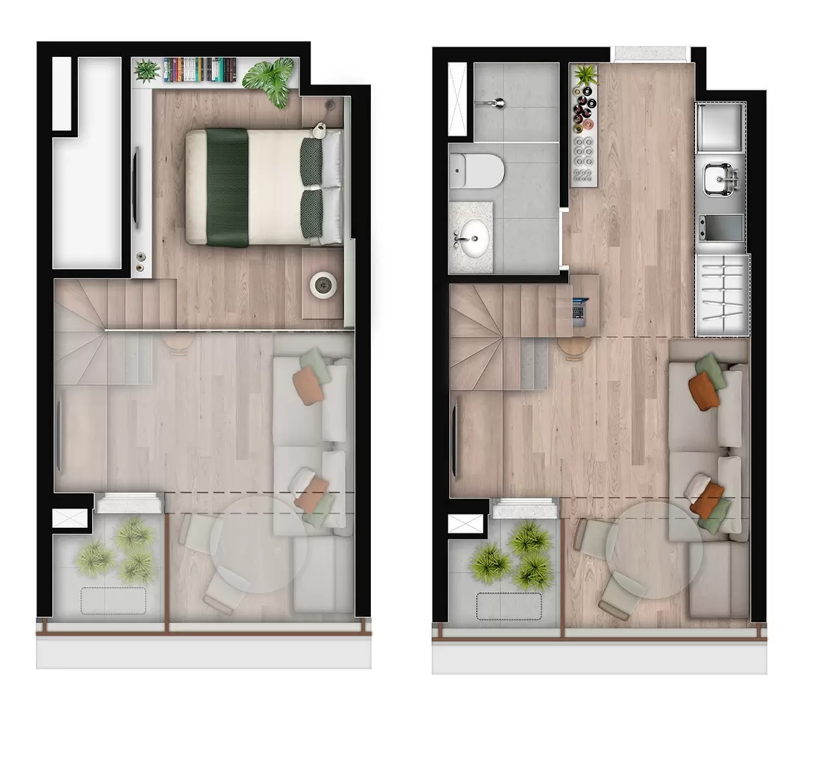 Planta 02 - 1 dorm 24,34m² - loft