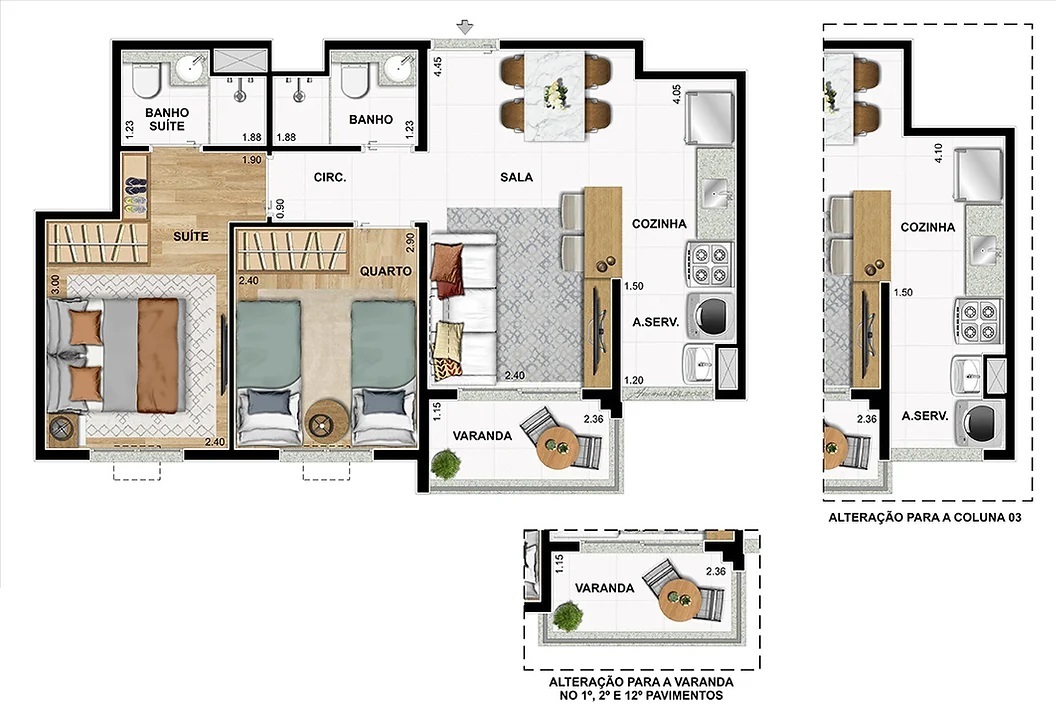 Planta 02 - 2 dorm 48,92m²