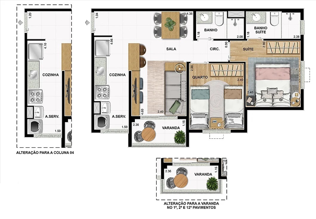 Planta 04 - 2 dorm 50,24m²
