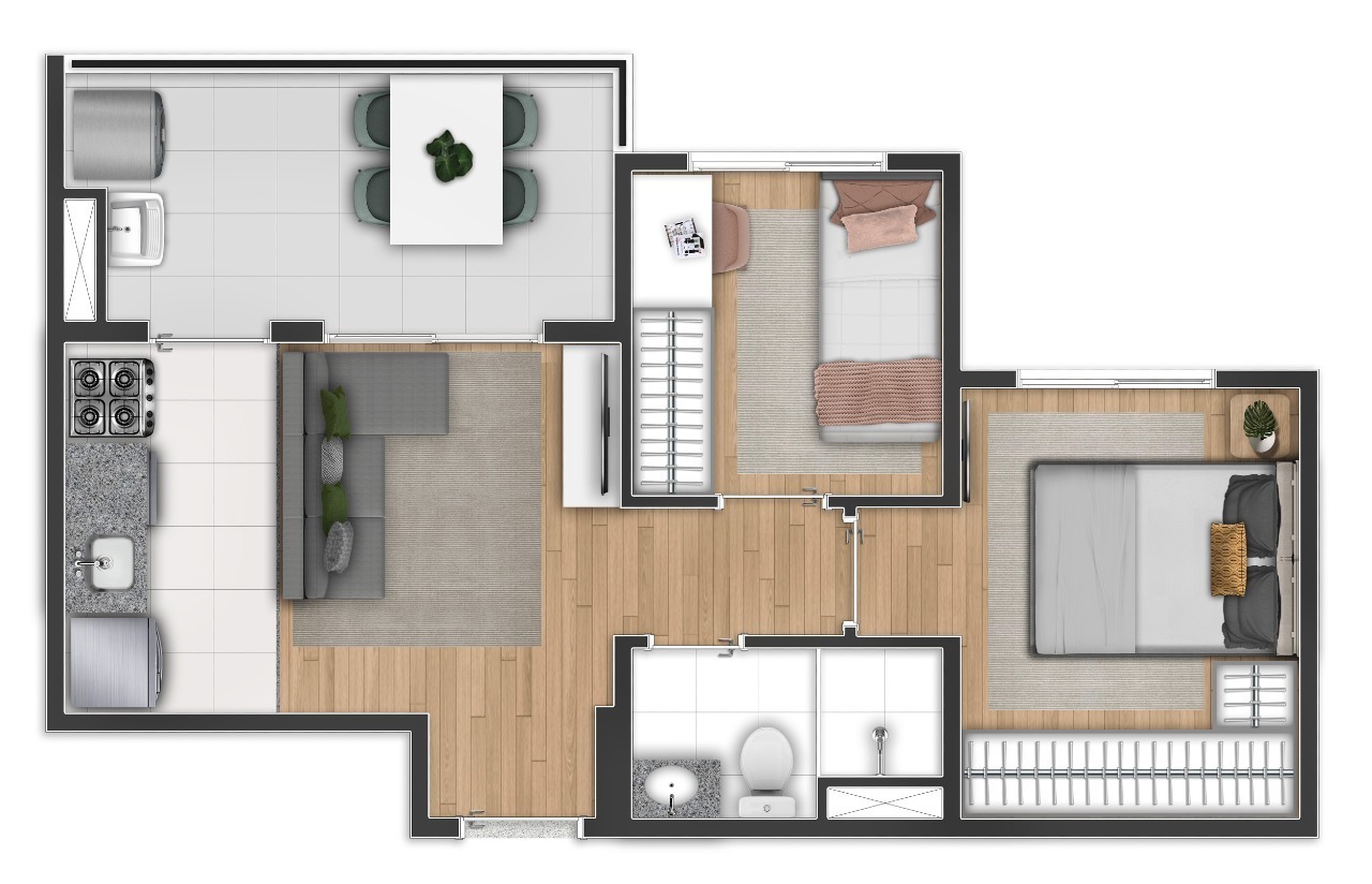 Planta 02 - 2 dorm 40m²