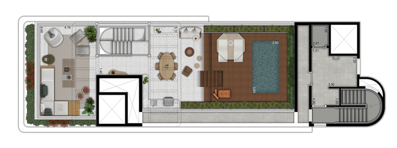 Planta 04 - 3 dorm 313m² - cobertura duplex - superior