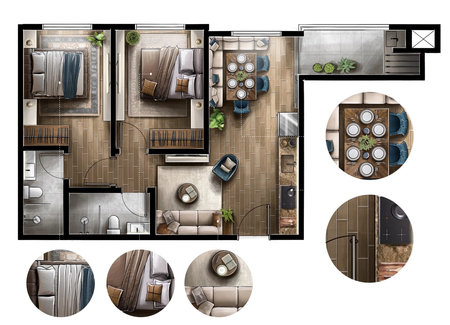 Planta 04 - 2 dorm 59,49m²