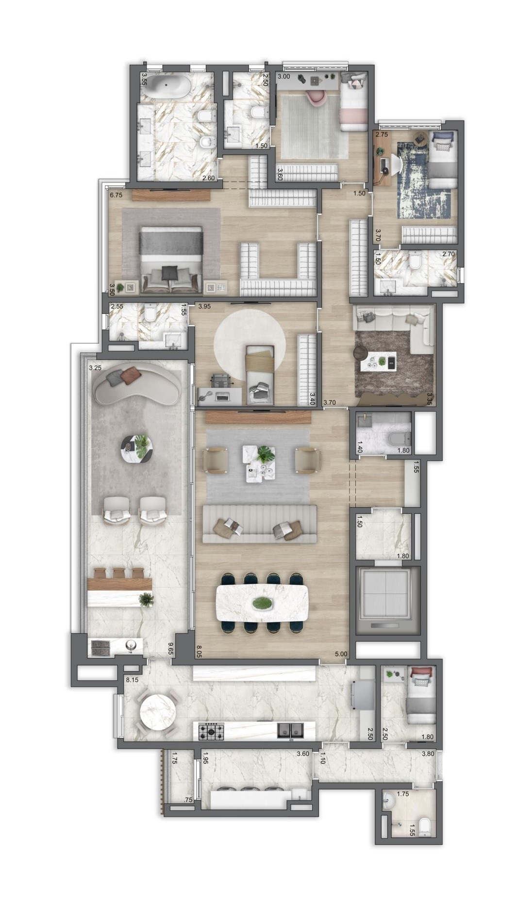 Planta 09 - 4 dorm 253m²