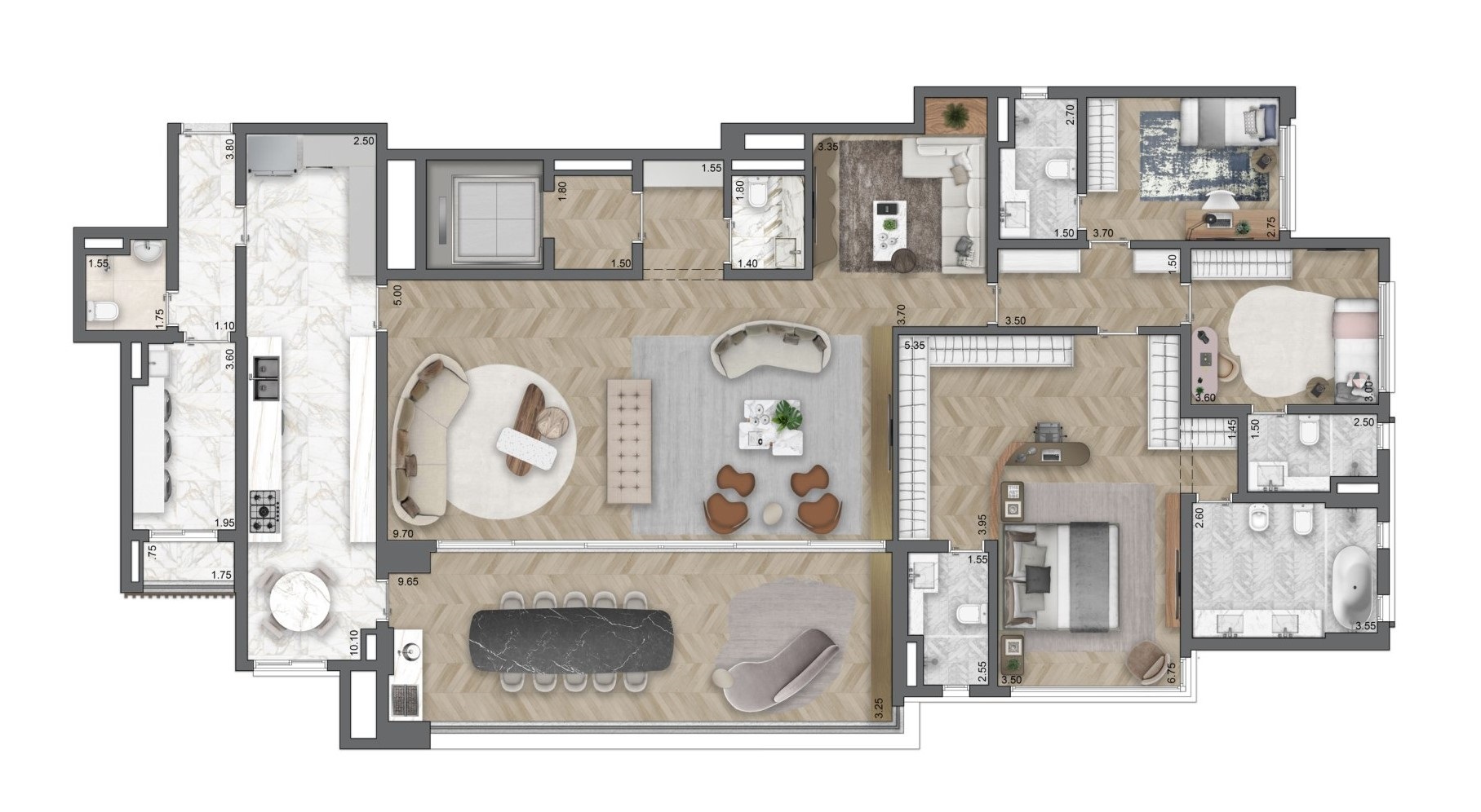 Planta 12 - 3 dorm 254m² - opção