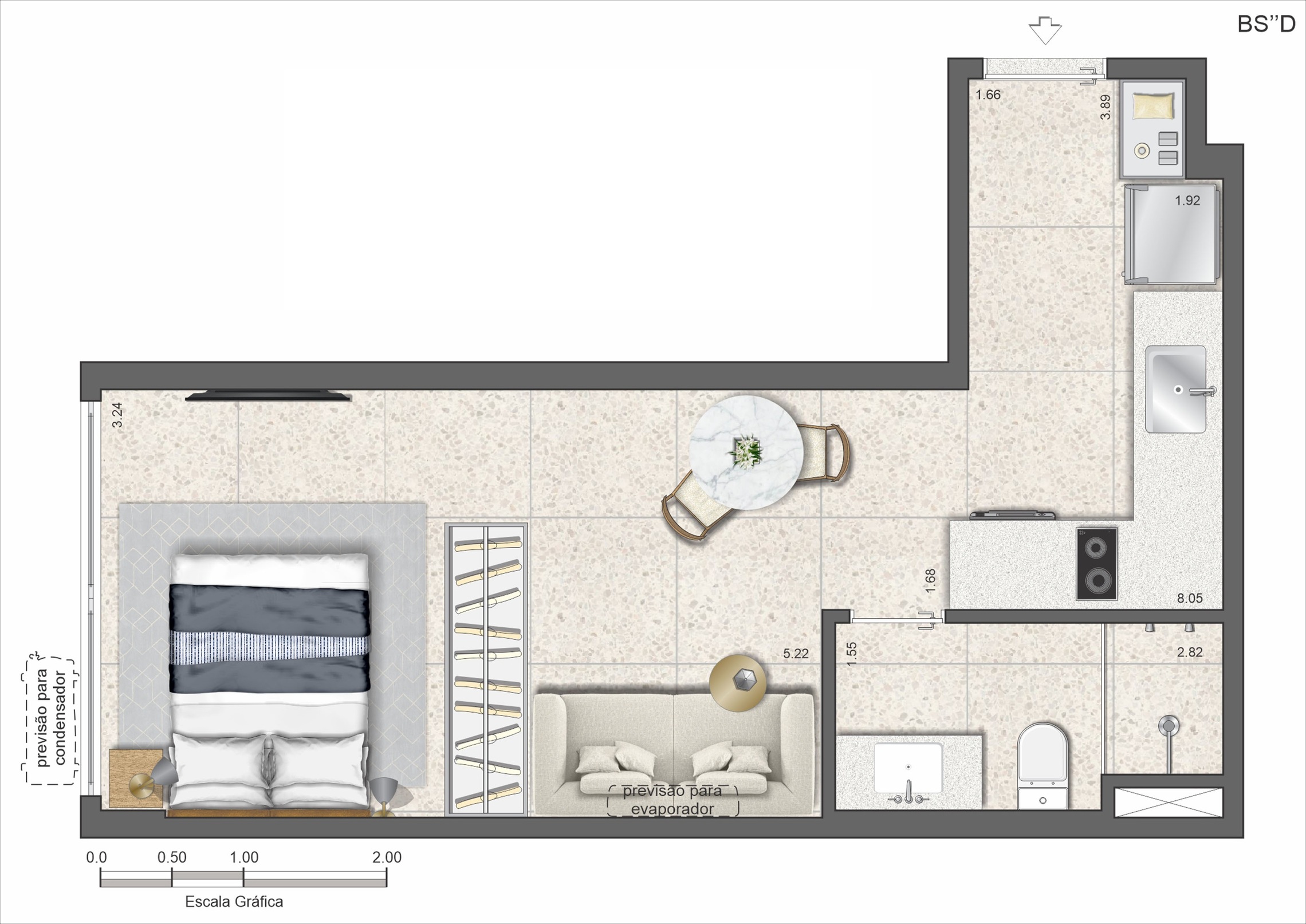Planta 04 - 1 dorm 28,92m² - studio