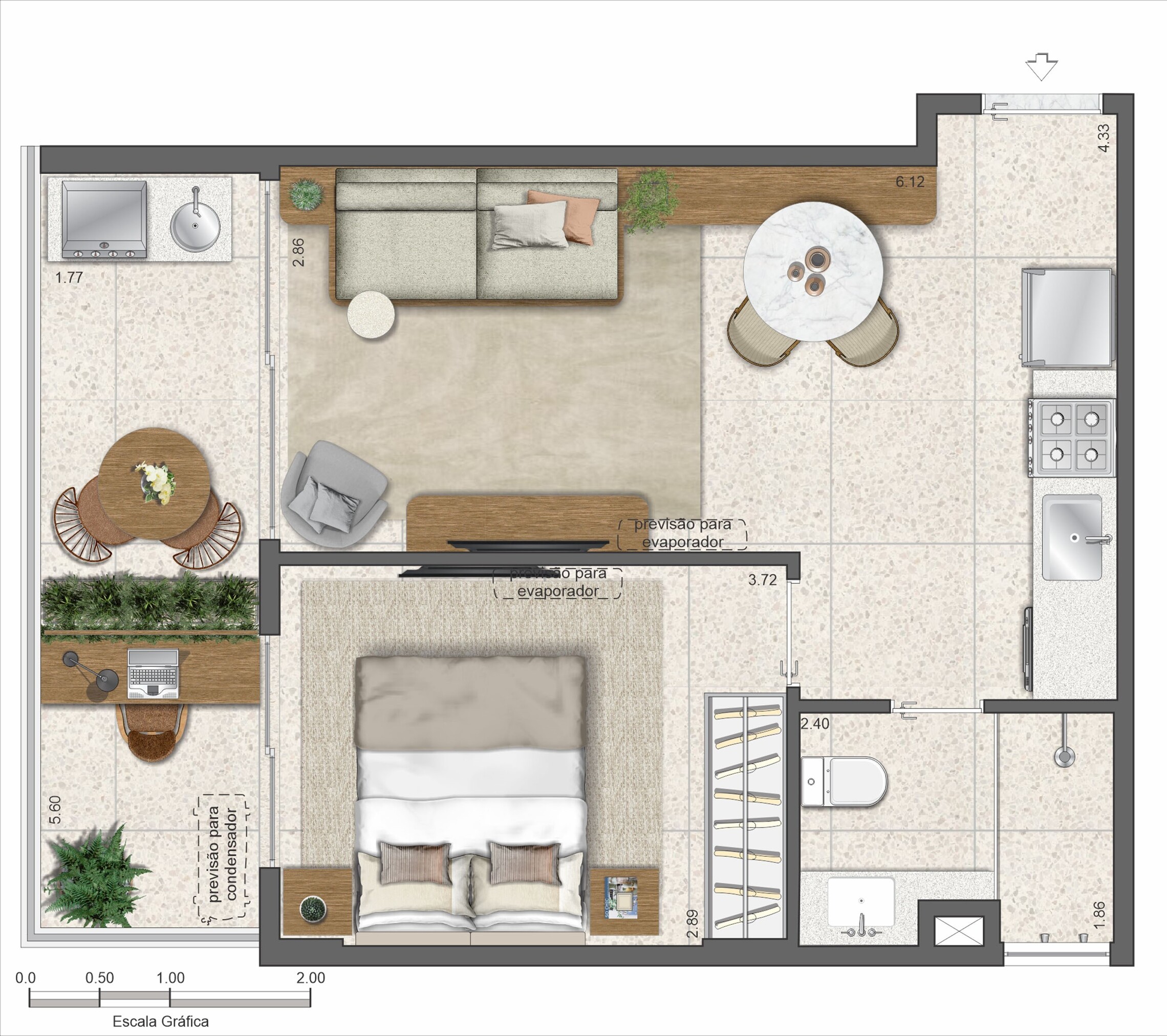 Planta 07 - 1 dorm 47,02m²