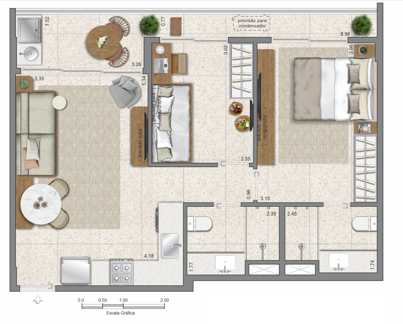 Planta 11 - 2 dorm 61,75m²