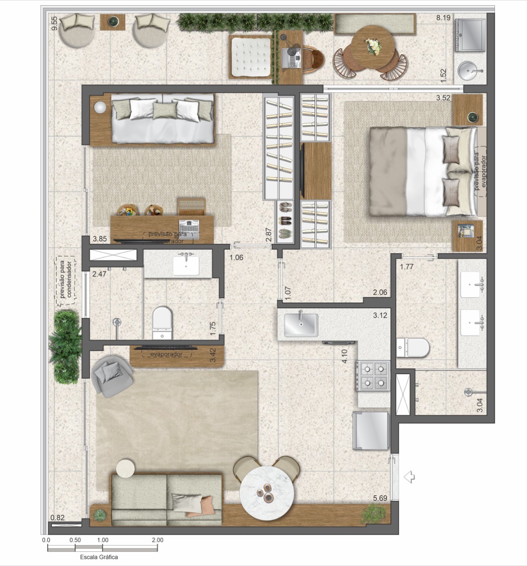Planta 13 - 2 dorm 78,76m²