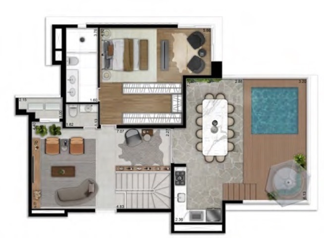 Planta 05 - 4 dorm 245m² - cobertura duplex - superior