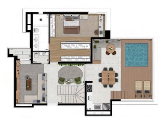 Planta 07 - 3 dorm 245m² - cobertura duplex - superior - opção