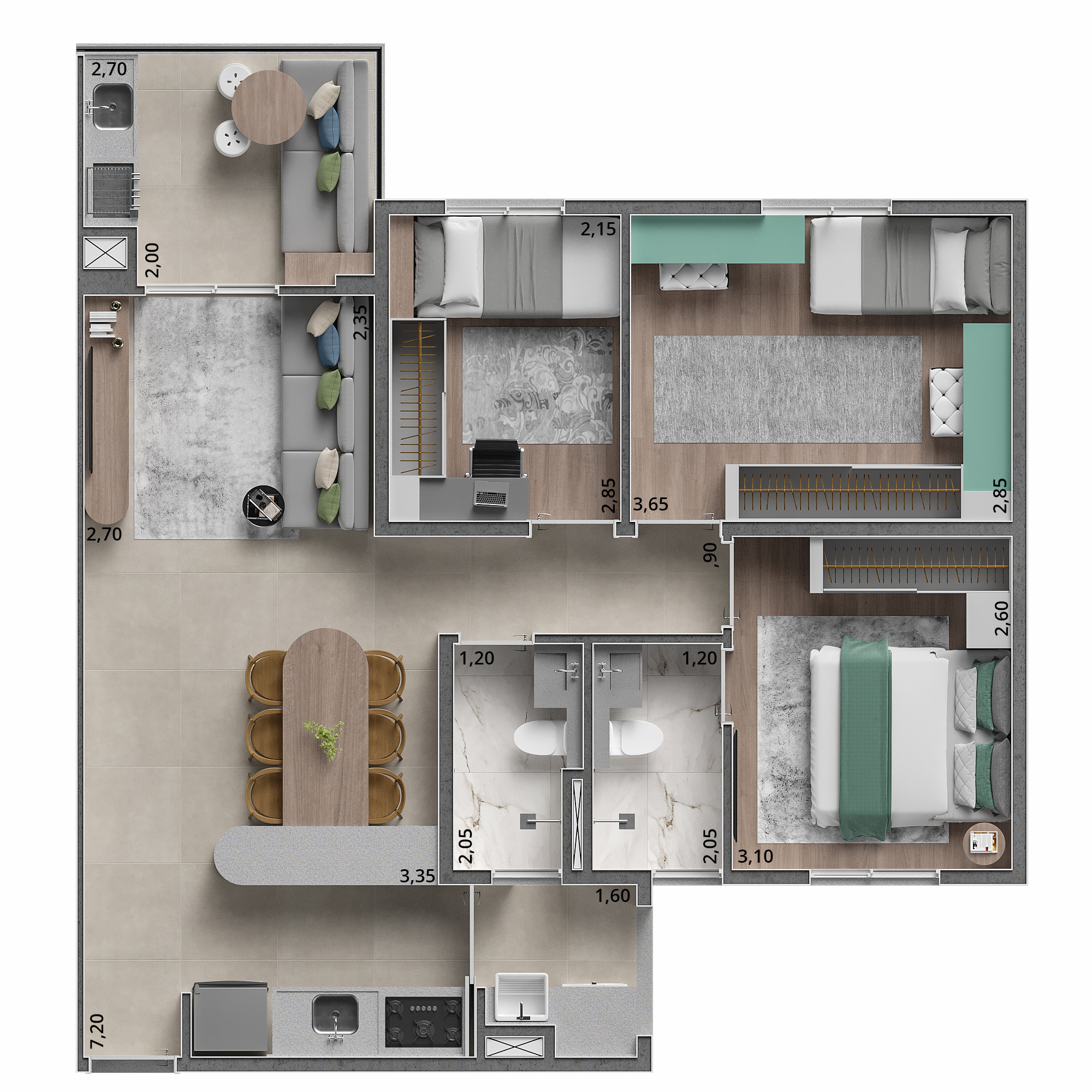 Planta 01 - 3 dorm